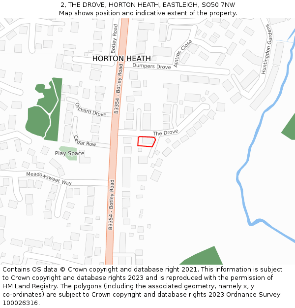 2, THE DROVE, HORTON HEATH, EASTLEIGH, SO50 7NW: Location map and indicative extent of plot