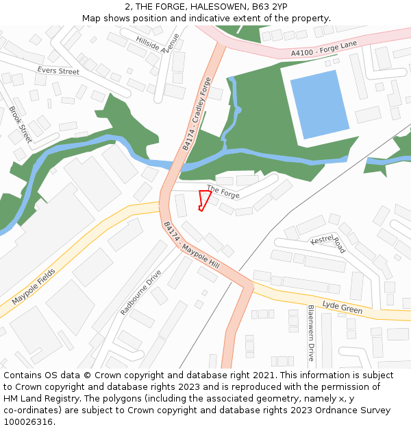 2, THE FORGE, HALESOWEN, B63 2YP: Location map and indicative extent of plot