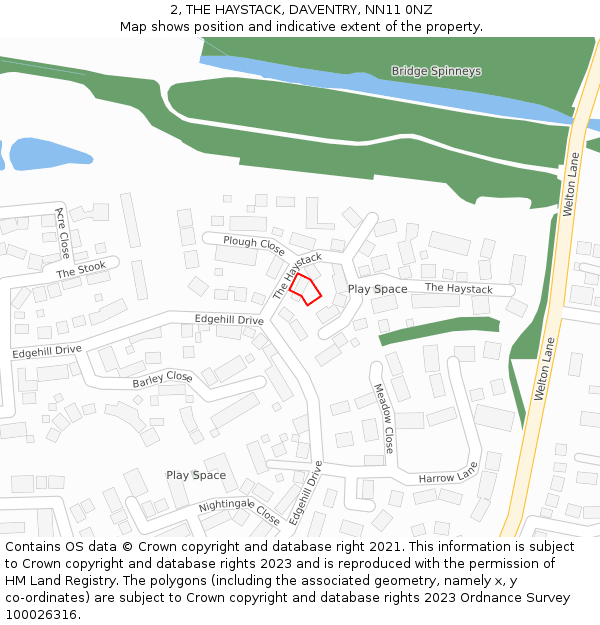 2, THE HAYSTACK, DAVENTRY, NN11 0NZ: Location map and indicative extent of plot