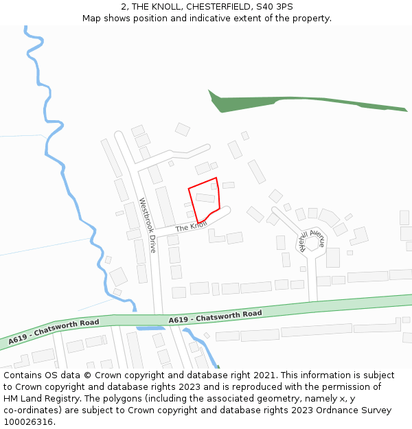 2, THE KNOLL, CHESTERFIELD, S40 3PS: Location map and indicative extent of plot