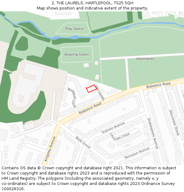2, THE LAURELS, HARTLEPOOL, TS25 5QH: Location map and indicative extent of plot