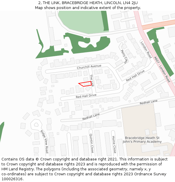 2, THE LINK, BRACEBRIDGE HEATH, LINCOLN, LN4 2JU: Location map and indicative extent of plot