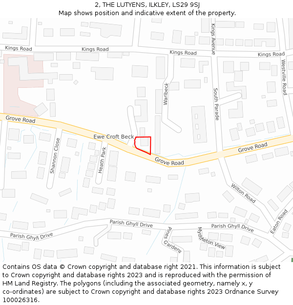 2, THE LUTYENS, ILKLEY, LS29 9SJ: Location map and indicative extent of plot