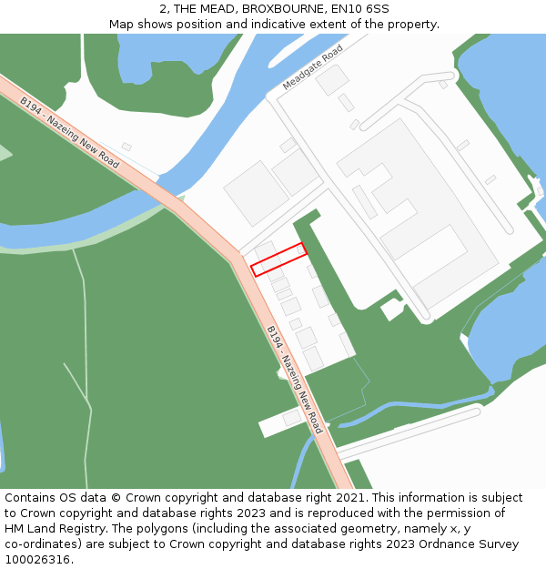 2, THE MEAD, BROXBOURNE, EN10 6SS: Location map and indicative extent of plot