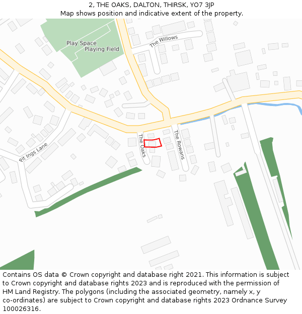 2, THE OAKS, DALTON, THIRSK, YO7 3JP: Location map and indicative extent of plot