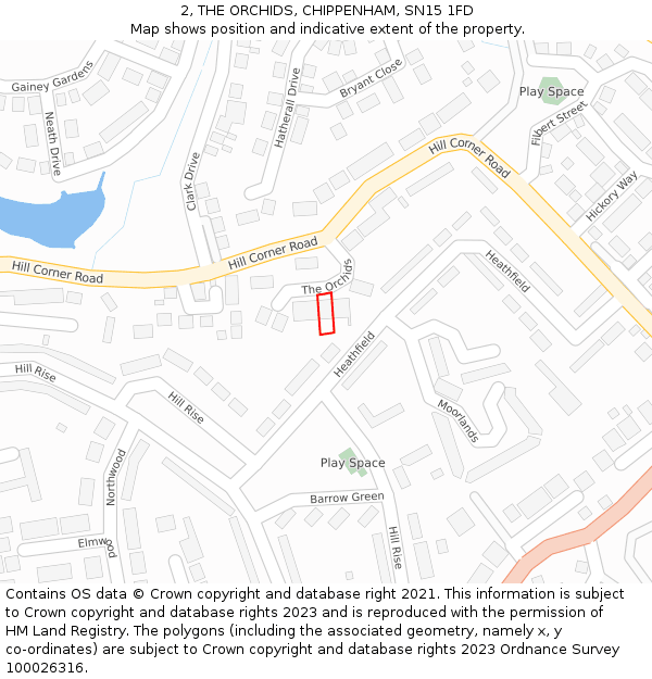 2, THE ORCHIDS, CHIPPENHAM, SN15 1FD: Location map and indicative extent of plot