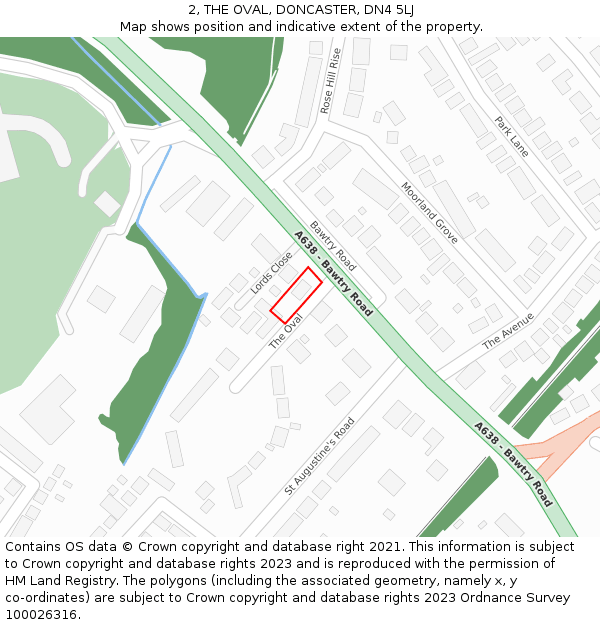 2, THE OVAL, DONCASTER, DN4 5LJ: Location map and indicative extent of plot