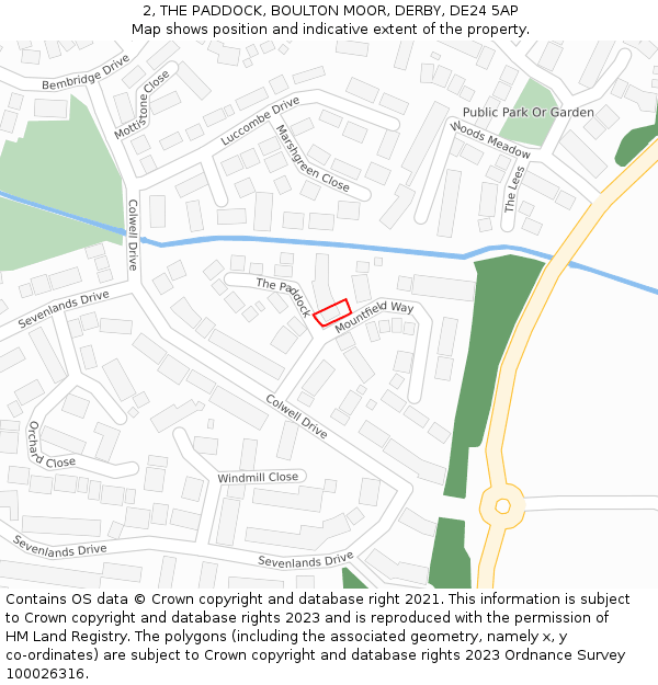 2, THE PADDOCK, BOULTON MOOR, DERBY, DE24 5AP: Location map and indicative extent of plot