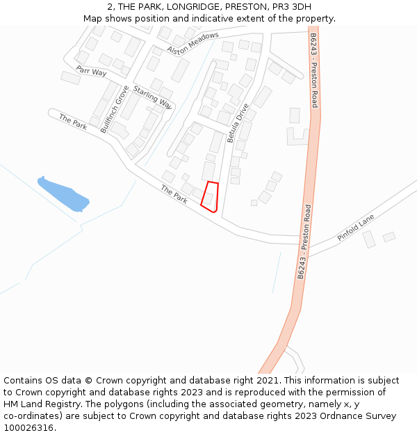 2, THE PARK, LONGRIDGE, PRESTON, PR3 3DH: Location map and indicative extent of plot