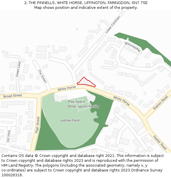 2, THE PINNELLS, WHITE HORSE, UFFINGTON, FARINGDON, SN7 7SE: Location map and indicative extent of plot
