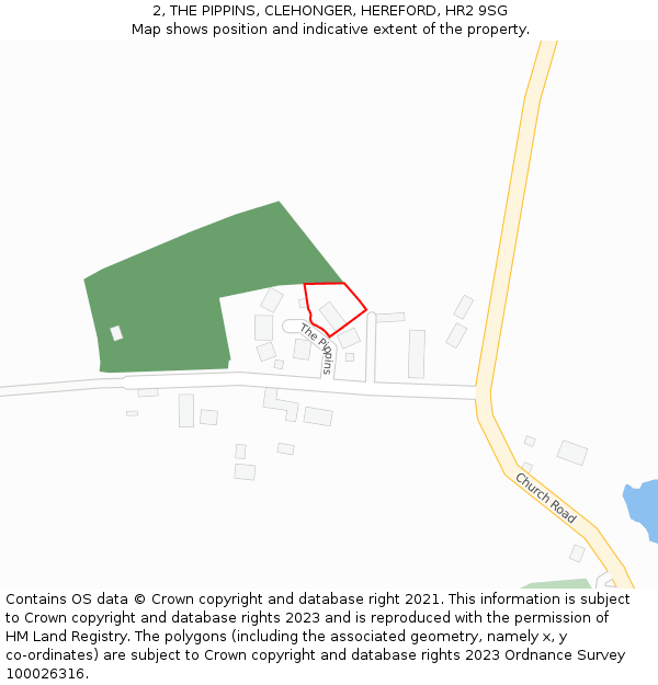 2, THE PIPPINS, CLEHONGER, HEREFORD, HR2 9SG: Location map and indicative extent of plot