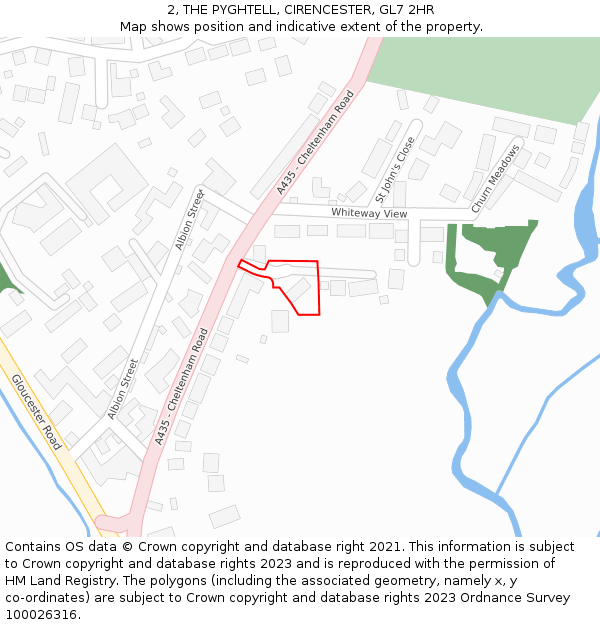 2, THE PYGHTELL, CIRENCESTER, GL7 2HR: Location map and indicative extent of plot