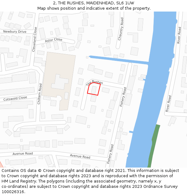 2, THE RUSHES, MAIDENHEAD, SL6 1UW: Location map and indicative extent of plot