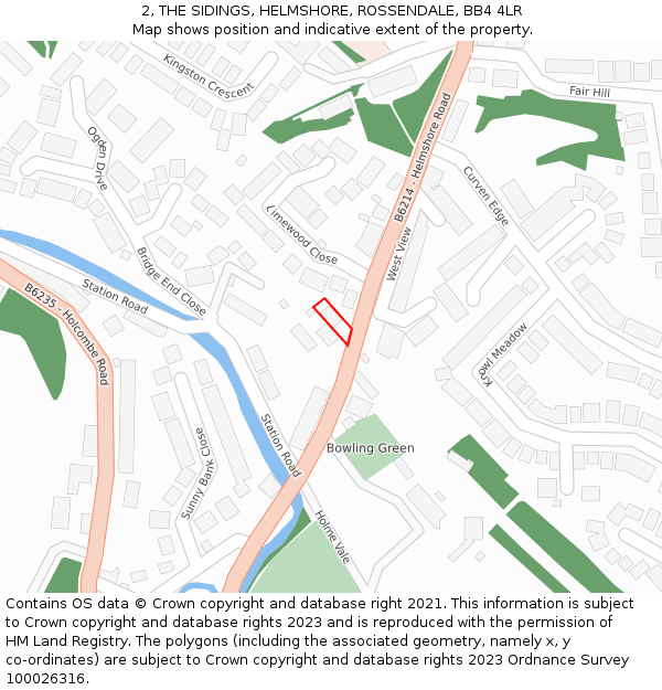 2, THE SIDINGS, HELMSHORE, ROSSENDALE, BB4 4LR: Location map and indicative extent of plot