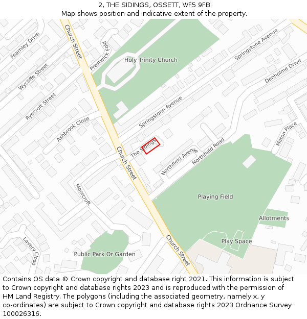 2, THE SIDINGS, OSSETT, WF5 9FB: Location map and indicative extent of plot