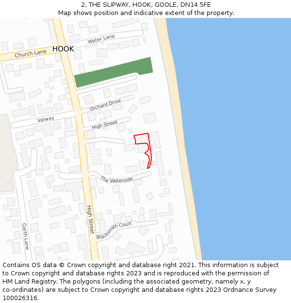2, THE SLIPWAY, HOOK, GOOLE, DN14 5FE: Location map and indicative extent of plot