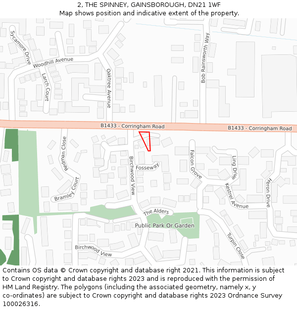 2, THE SPINNEY, GAINSBOROUGH, DN21 1WF: Location map and indicative extent of plot