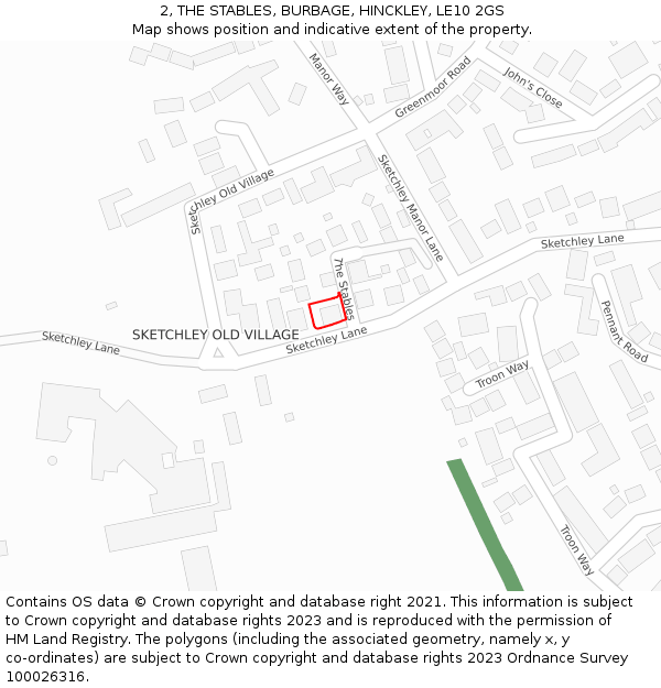 2, THE STABLES, BURBAGE, HINCKLEY, LE10 2GS: Location map and indicative extent of plot