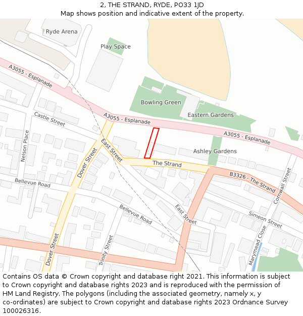 2, THE STRAND, RYDE, PO33 1JD: Location map and indicative extent of plot