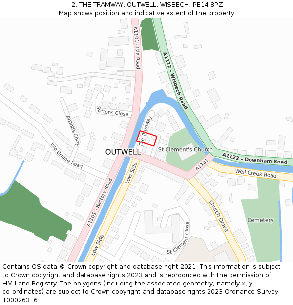 2, THE TRAMWAY, OUTWELL, WISBECH, PE14 8PZ: Location map and indicative extent of plot
