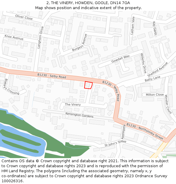 2, THE VINERY, HOWDEN, GOOLE, DN14 7GA: Location map and indicative extent of plot