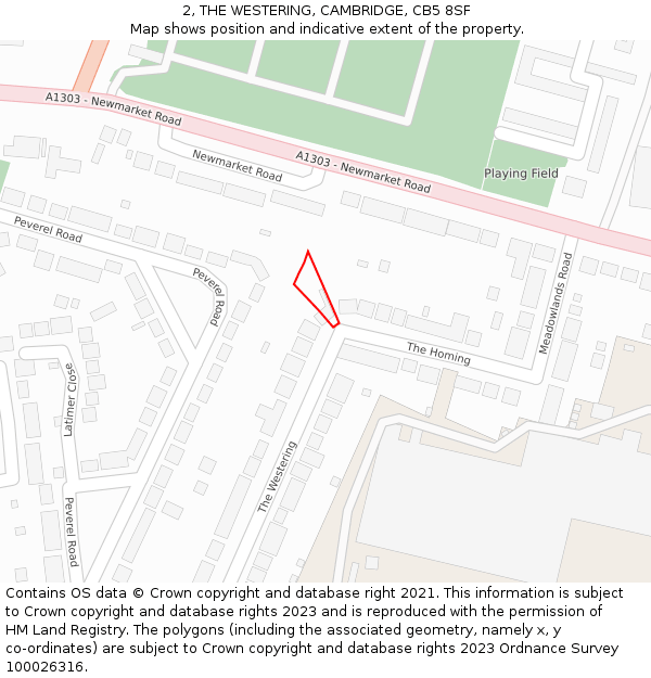 2, THE WESTERING, CAMBRIDGE, CB5 8SF: Location map and indicative extent of plot