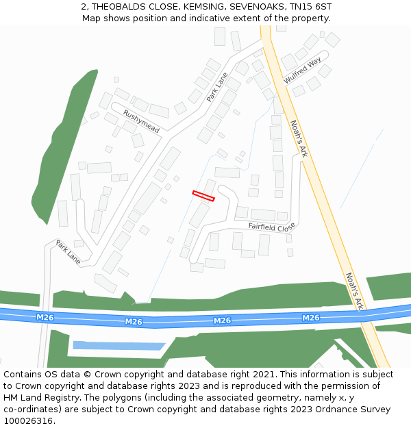 2, THEOBALDS CLOSE, KEMSING, SEVENOAKS, TN15 6ST: Location map and indicative extent of plot