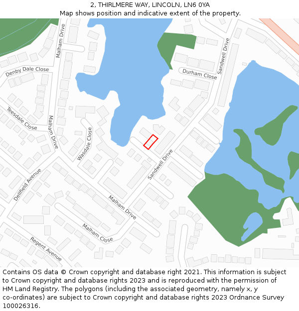 2, THIRLMERE WAY, LINCOLN, LN6 0YA: Location map and indicative extent of plot