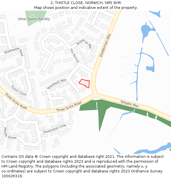 2, THISTLE CLOSE, NORWICH, NR5 9HR: Location map and indicative extent of plot