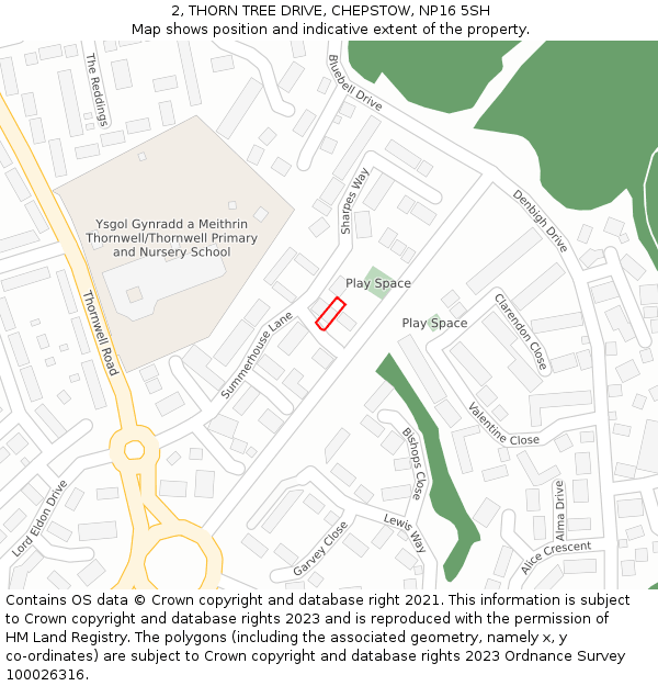 2, THORN TREE DRIVE, CHEPSTOW, NP16 5SH: Location map and indicative extent of plot