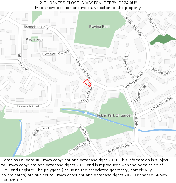 2, THORNESS CLOSE, ALVASTON, DERBY, DE24 0UY: Location map and indicative extent of plot
