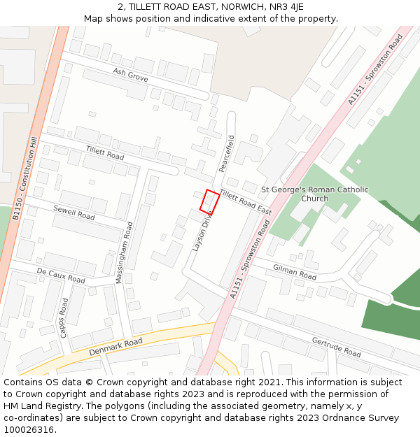2, TILLETT ROAD EAST, NORWICH, NR3 4JE: Location map and indicative extent of plot