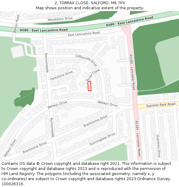 2, TORRAX CLOSE, SALFORD, M6 7PX: Location map and indicative extent of plot