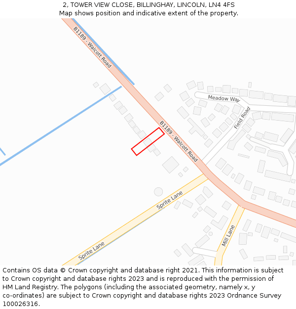 2, TOWER VIEW CLOSE, BILLINGHAY, LINCOLN, LN4 4FS: Location map and indicative extent of plot