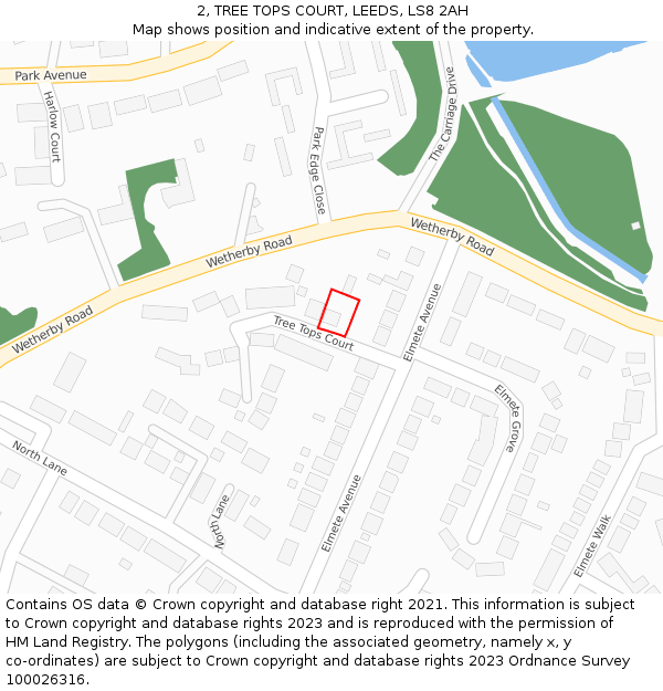 2, TREE TOPS COURT, LEEDS, LS8 2AH: Location map and indicative extent of plot