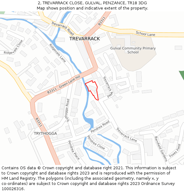 2, TREVARRACK CLOSE, GULVAL, PENZANCE, TR18 3DG: Location map and indicative extent of plot
