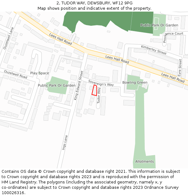 2, TUDOR WAY, DEWSBURY, WF12 9PG: Location map and indicative extent of plot