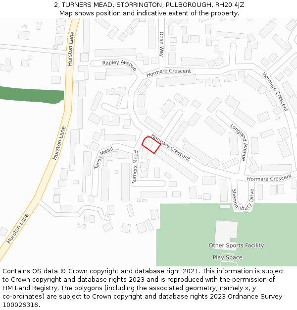 2, TURNERS MEAD, STORRINGTON, PULBOROUGH, RH20 4JZ: Location map and indicative extent of plot