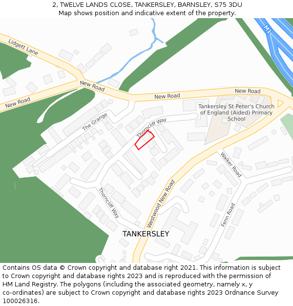 2, TWELVE LANDS CLOSE, TANKERSLEY, BARNSLEY, S75 3DU: Location map and indicative extent of plot