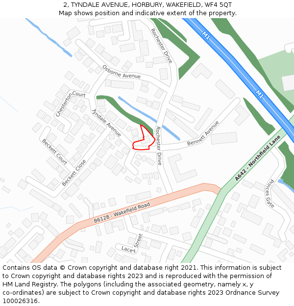 2, TYNDALE AVENUE, HORBURY, WAKEFIELD, WF4 5QT: Location map and indicative extent of plot