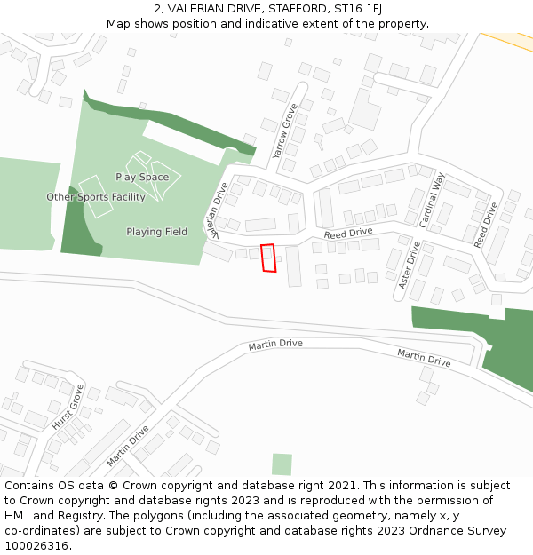 2, VALERIAN DRIVE, STAFFORD, ST16 1FJ: Location map and indicative extent of plot