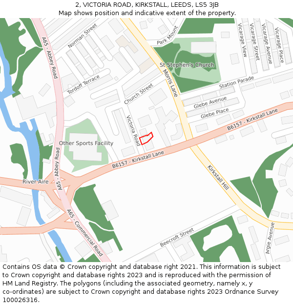 2, VICTORIA ROAD, KIRKSTALL, LEEDS, LS5 3JB: Location map and indicative extent of plot