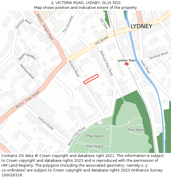 2, VICTORIA ROAD, LYDNEY, GL15 5DG: Location map and indicative extent of plot