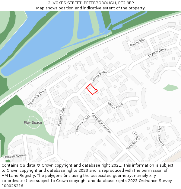 2, VOKES STREET, PETERBOROUGH, PE2 9RP: Location map and indicative extent of plot