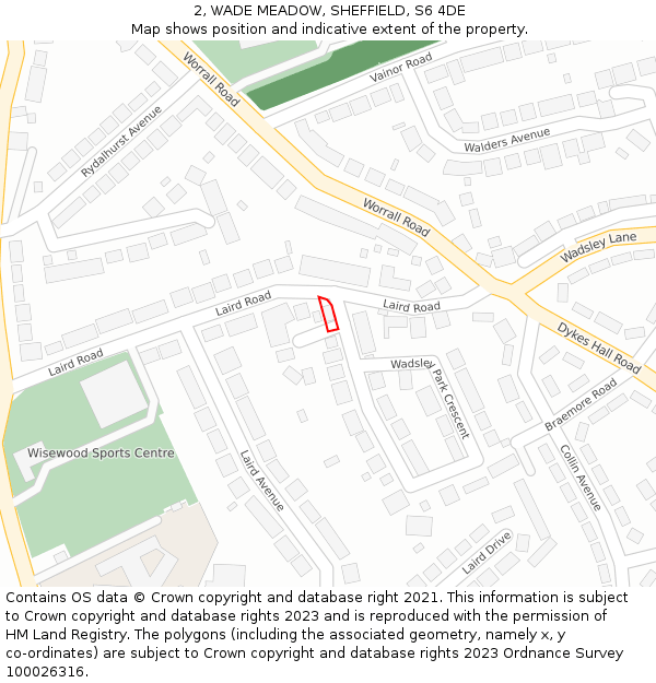 2, WADE MEADOW, SHEFFIELD, S6 4DE: Location map and indicative extent of plot