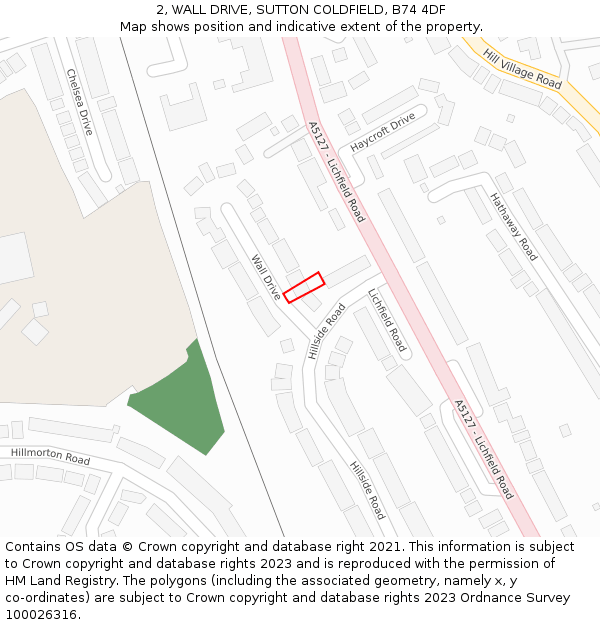 2, WALL DRIVE, SUTTON COLDFIELD, B74 4DF: Location map and indicative extent of plot