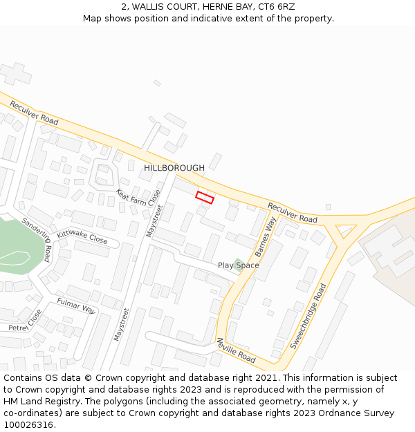 2, WALLIS COURT, HERNE BAY, CT6 6RZ: Location map and indicative extent of plot