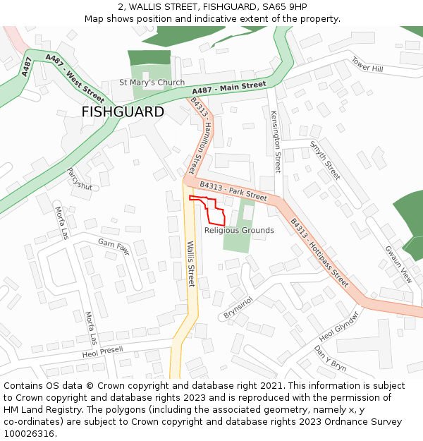2, WALLIS STREET, FISHGUARD, SA65 9HP: Location map and indicative extent of plot