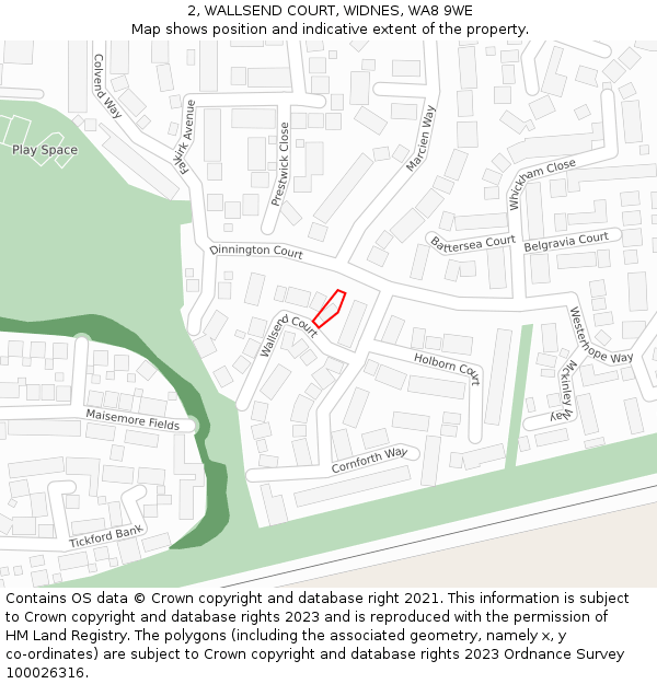 2, WALLSEND COURT, WIDNES, WA8 9WE: Location map and indicative extent of plot