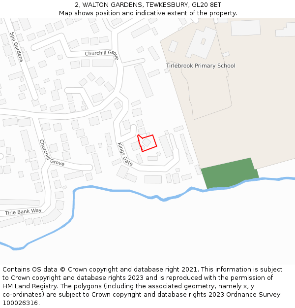 2, WALTON GARDENS, TEWKESBURY, GL20 8ET: Location map and indicative extent of plot